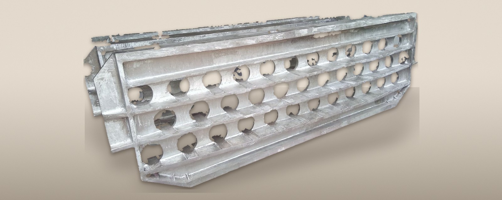 Large cast tube-support assembly on the shop floor